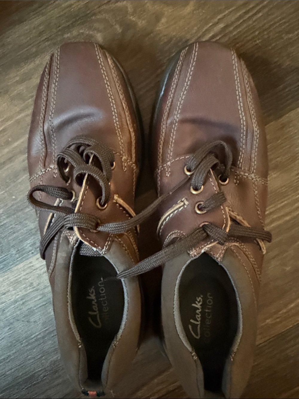 Clarks Men's Brown Lace-Up Leather Slip-On Loafers men’s size 8